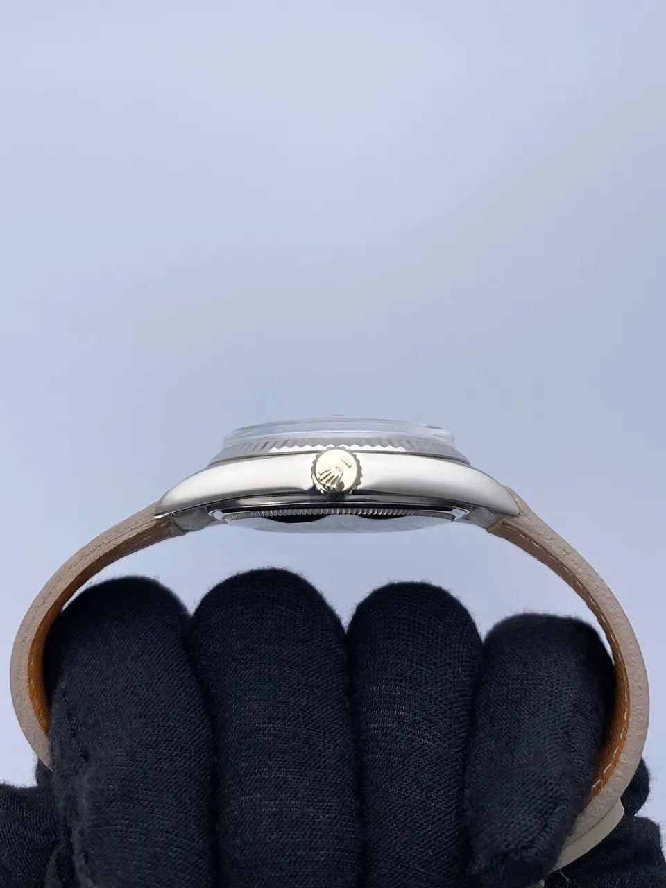 Rolex Champagne Leather Watch - Hình 4