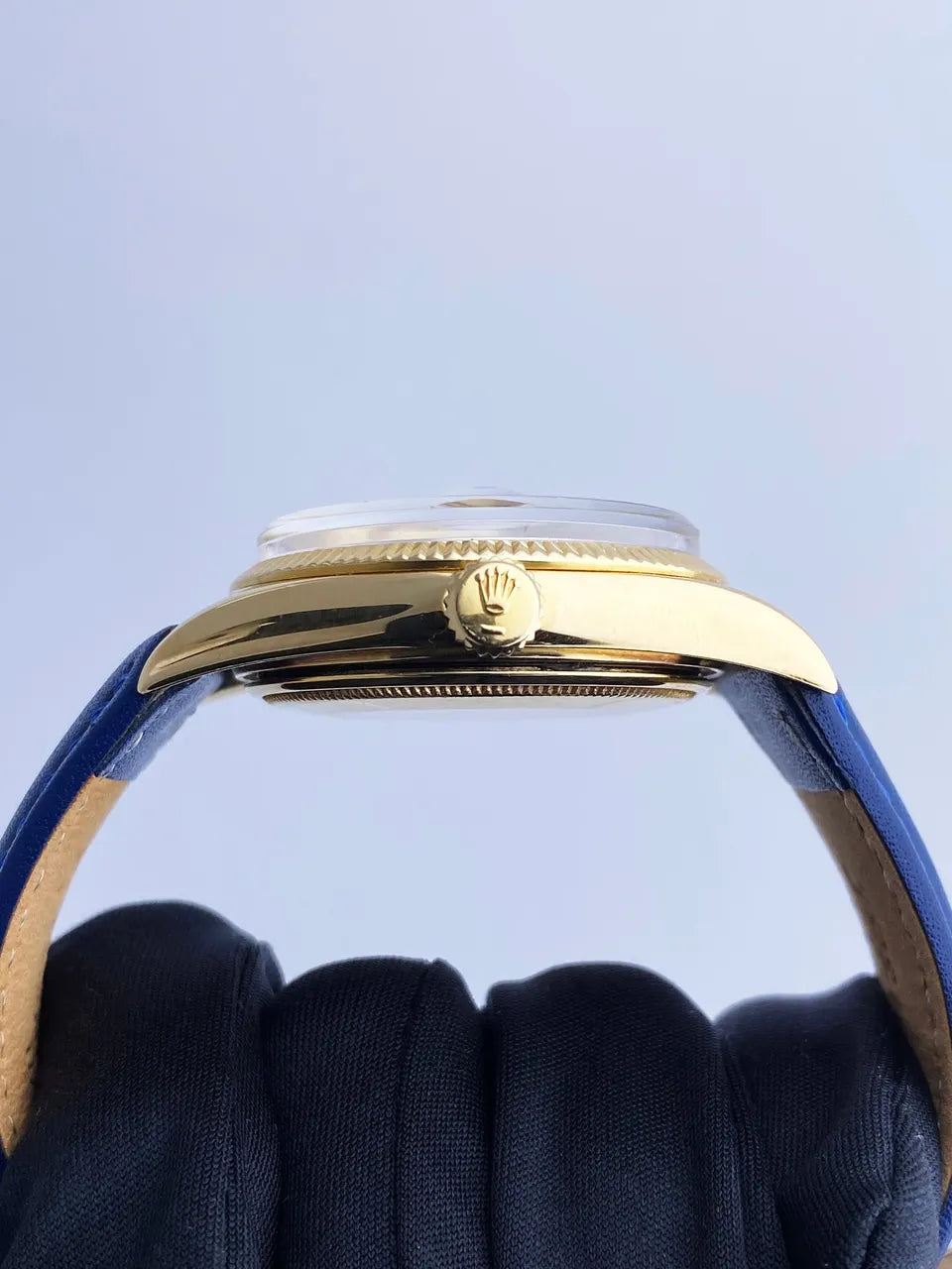 Rolex Gold Champagne Blue Leather - Hình 4
