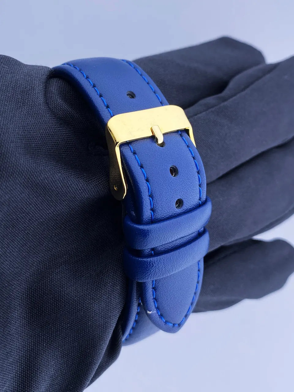 Rolex Gold Champagne Blue Leather - Hình 6