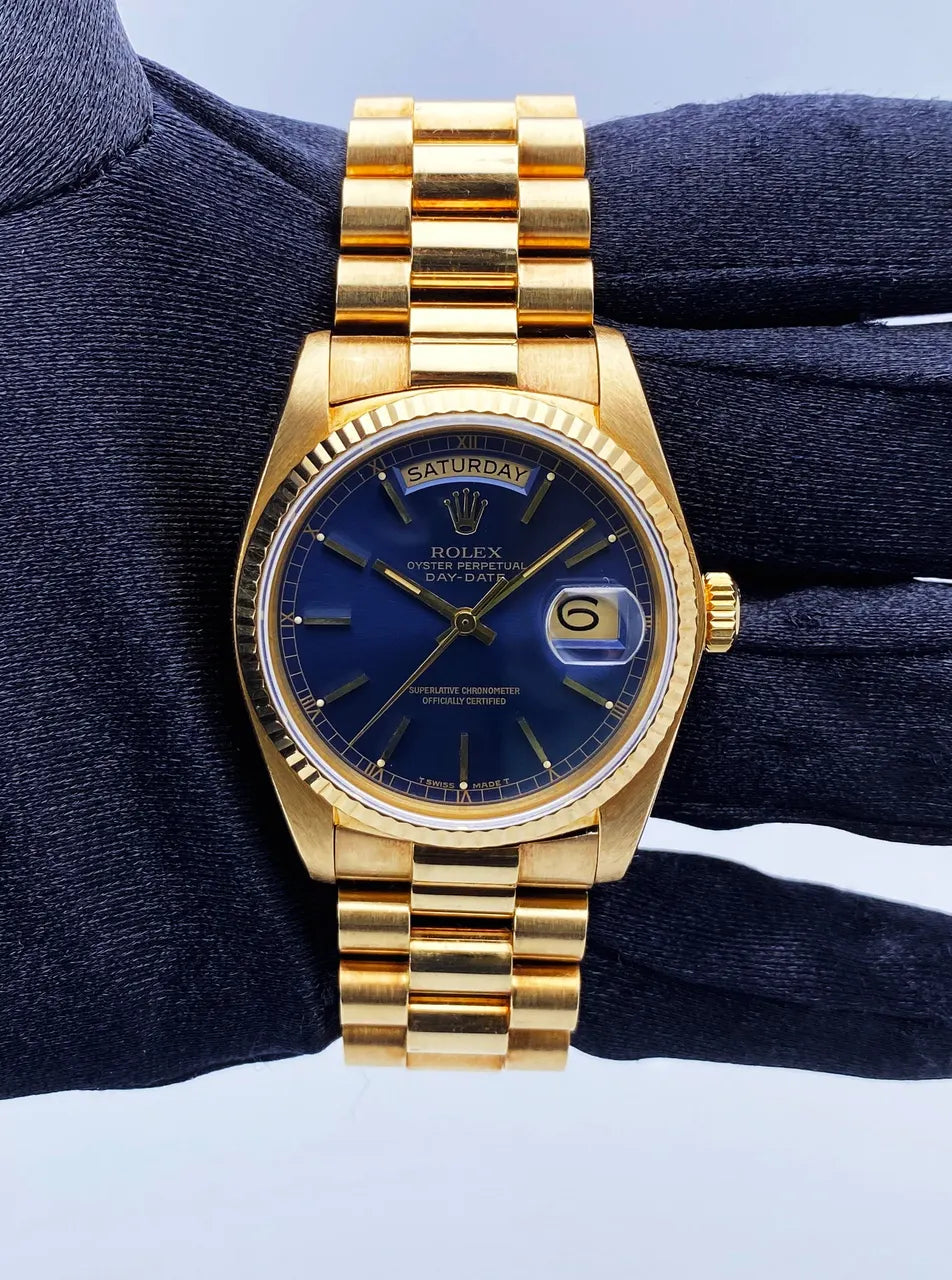 president Rolex Day-Date Gold Blue Dial - Hình 2