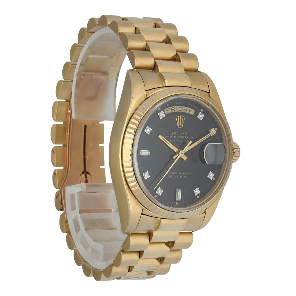 day Rolex Gold Diamond Black Dial - Hình 3