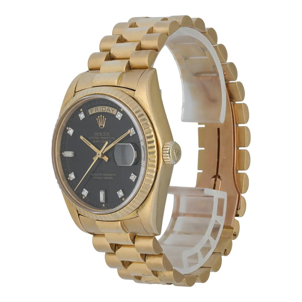 day Rolex Gold Diamond Black Dial - Hình 2
