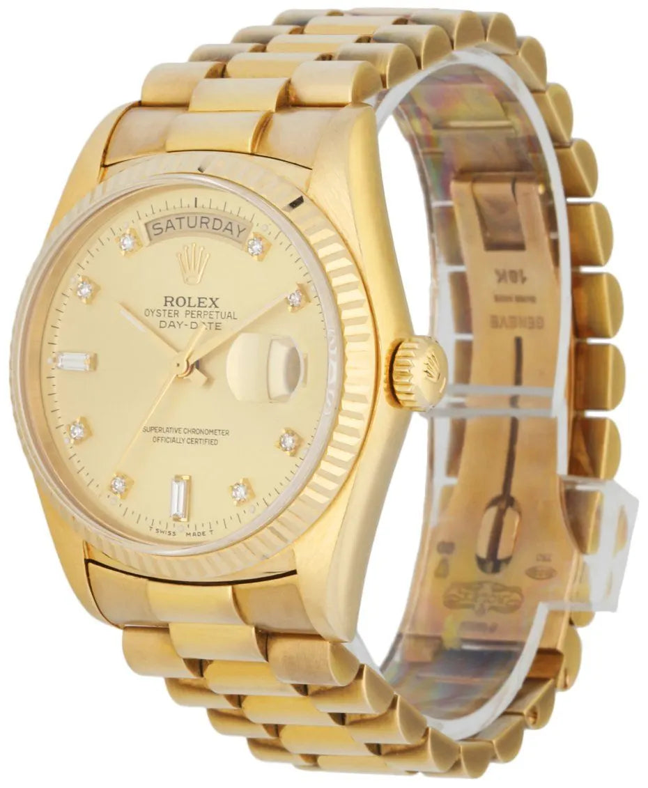 day Rolex Gold Champagne Diamond - Hình 2