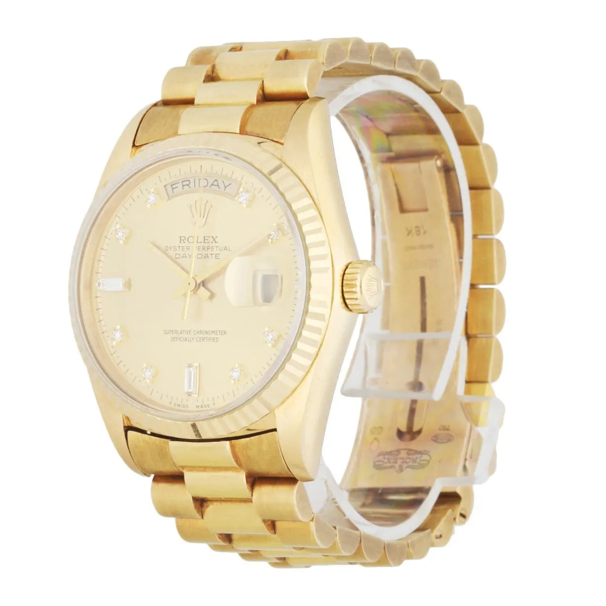 day Rolex Gold Champagne Diamond Dial