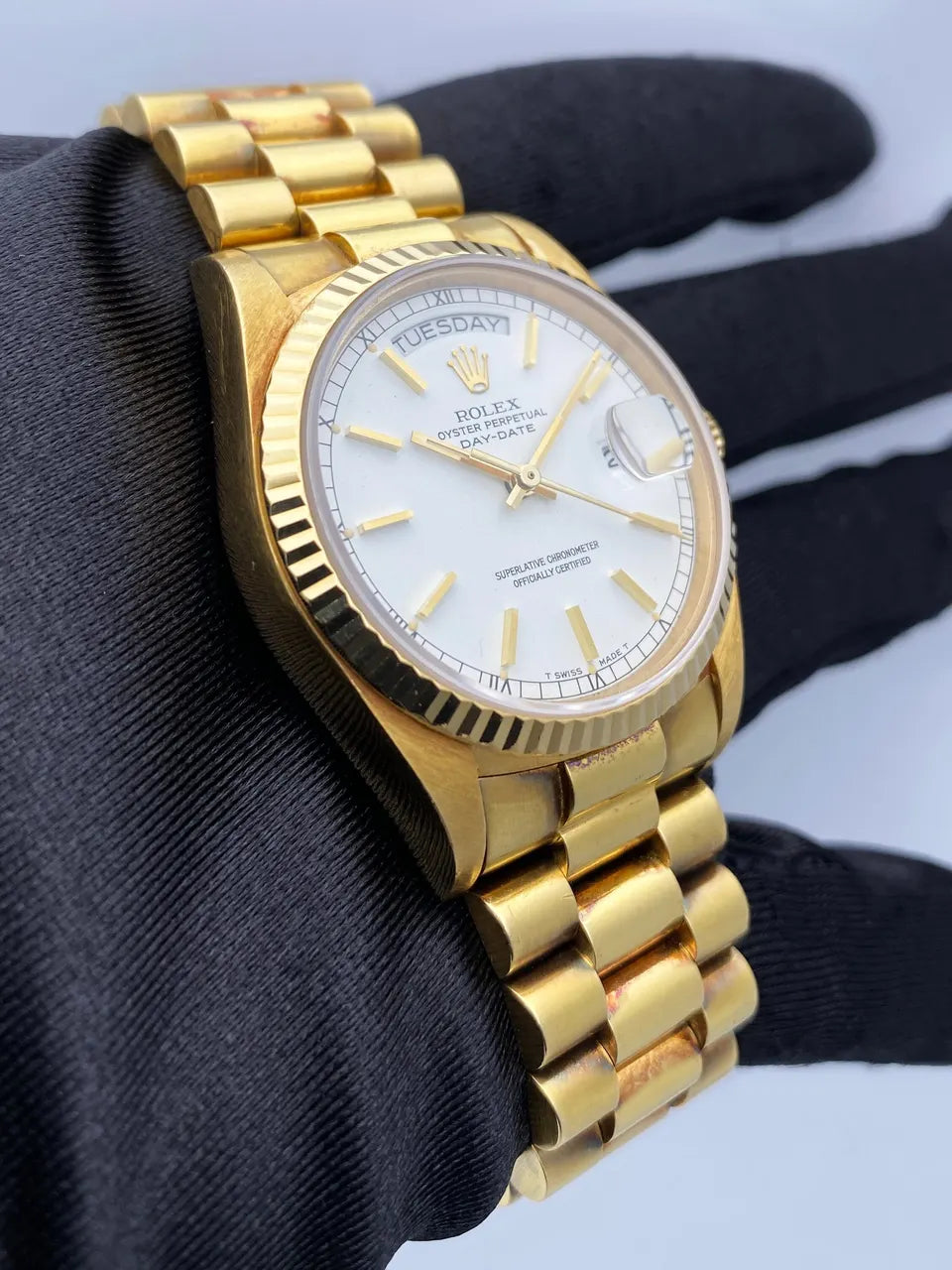dial Rolex Day-Date Gold White - Hình 4