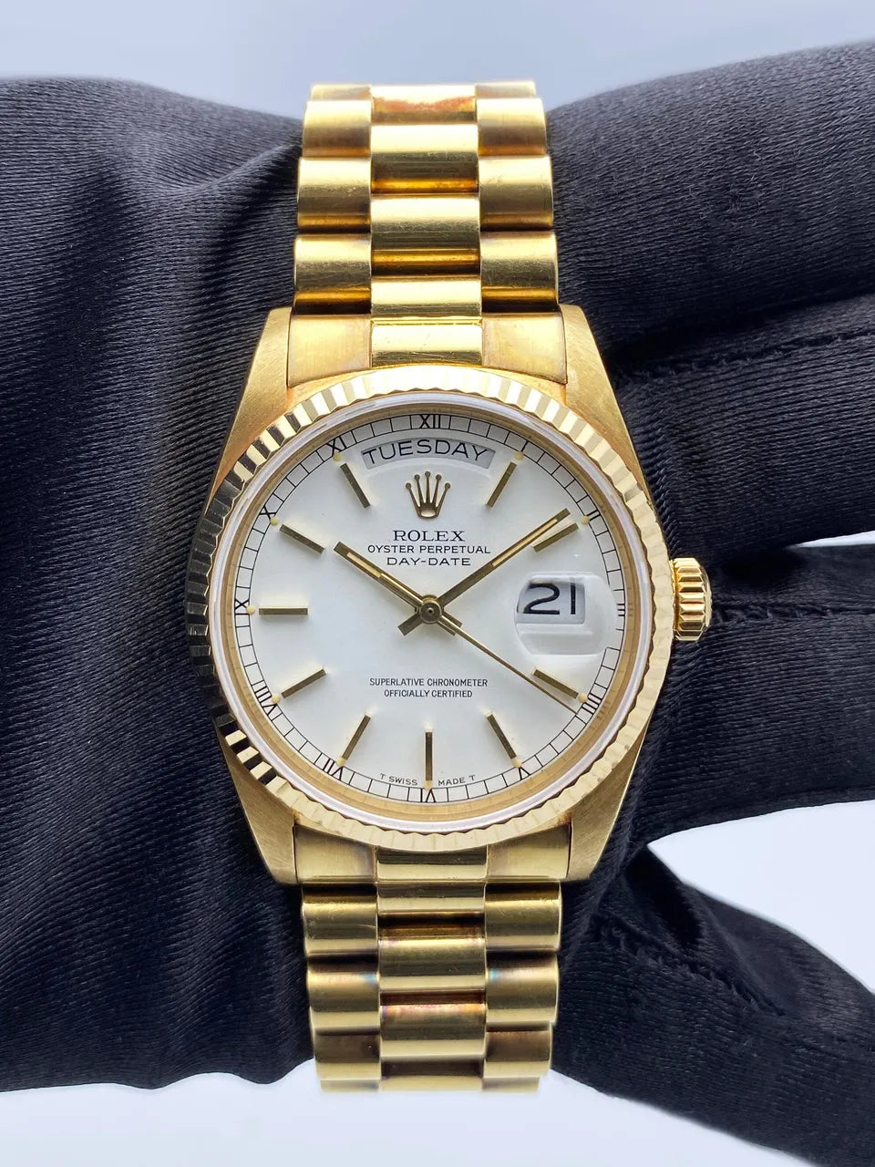 dial Rolex Day-Date Gold White - Hình 3