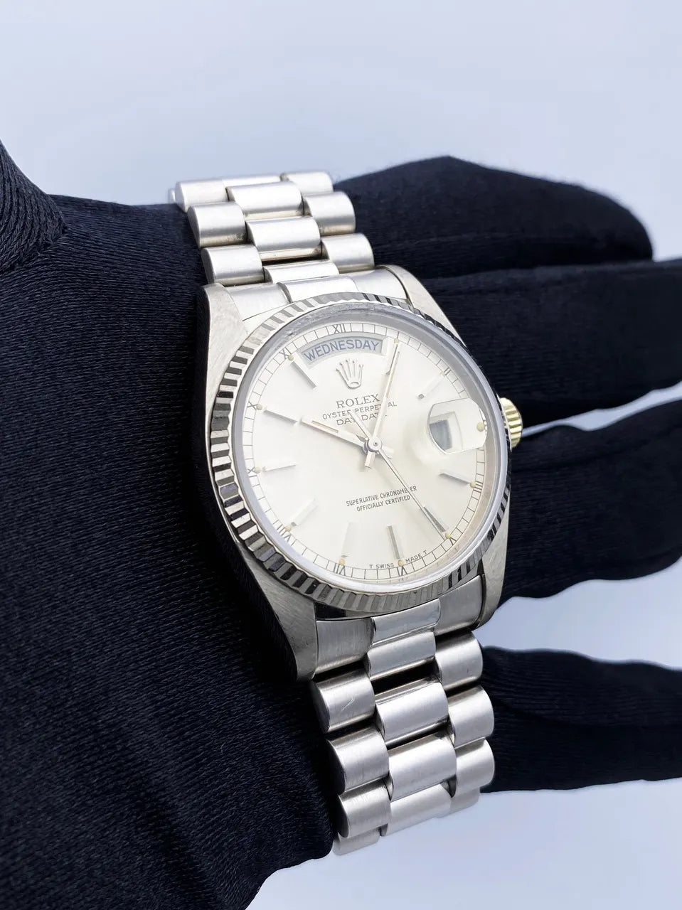 stainless steel Rolex Day-Date Silver Dial - Hình 3