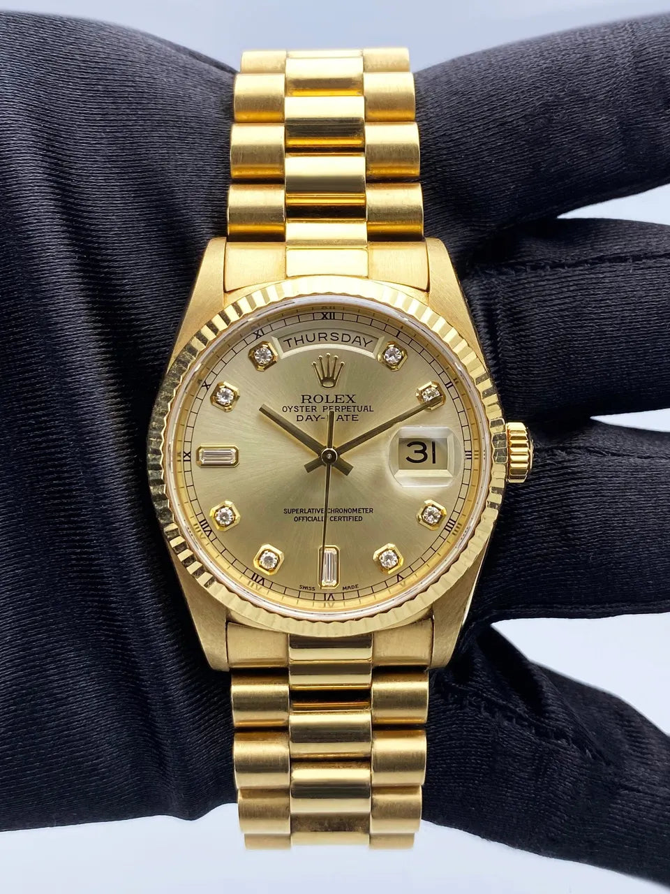 Rolex Day-Date Gold Diamond Champagne - Hình 2
