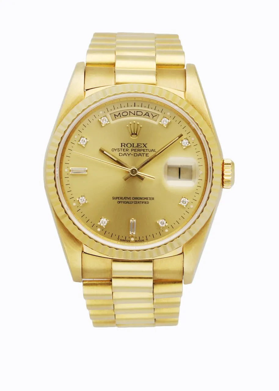 day Rolex Gold Diamond Champagne Dial
