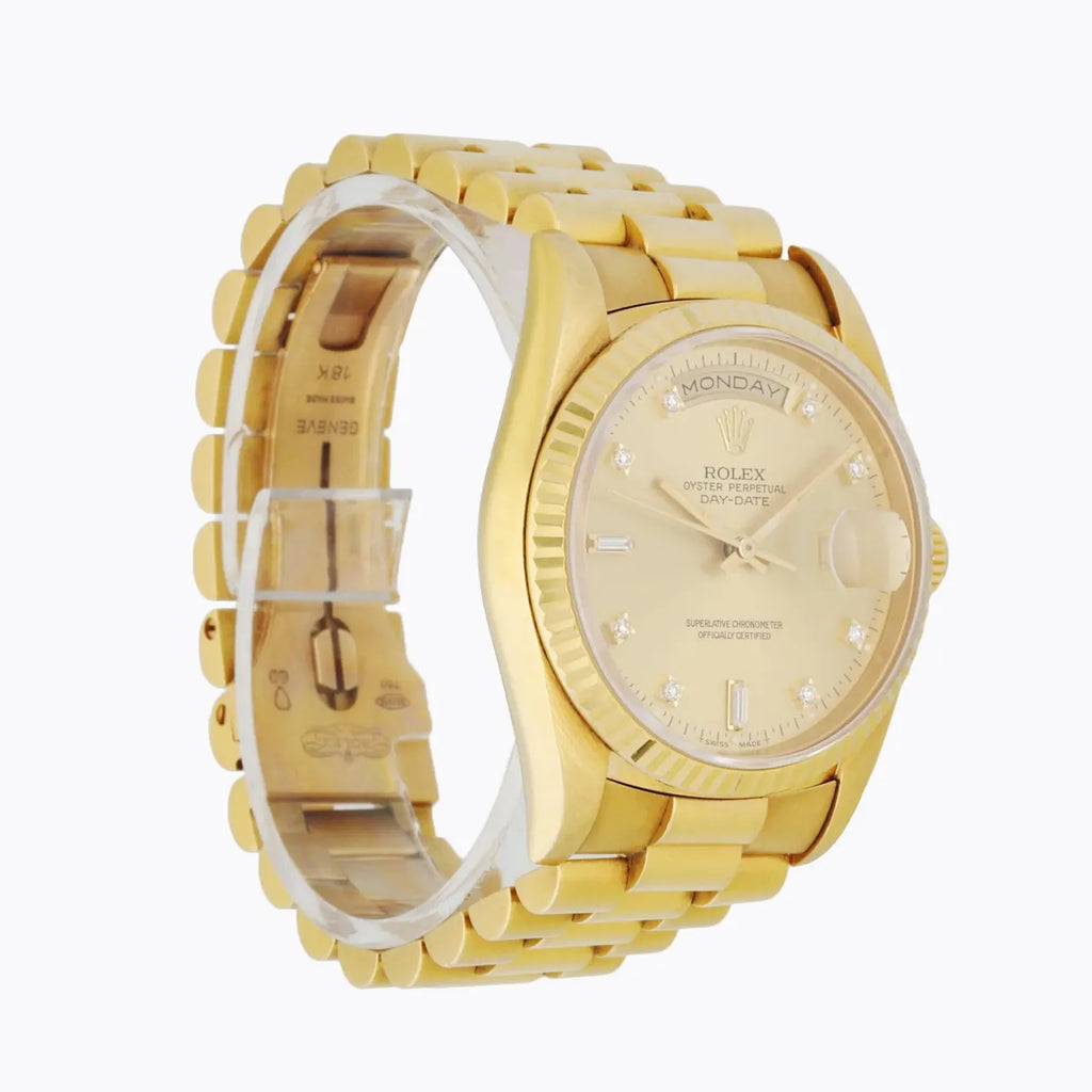 day Rolex Gold Diamond Champagne Dial - Hình 3