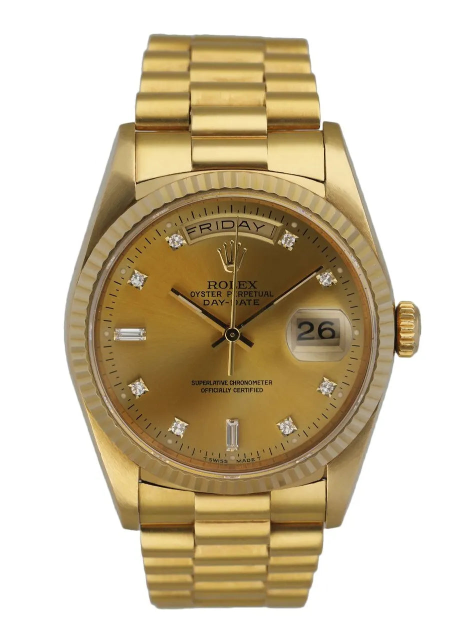 champagne Rolex Gold Diamond Day-Date