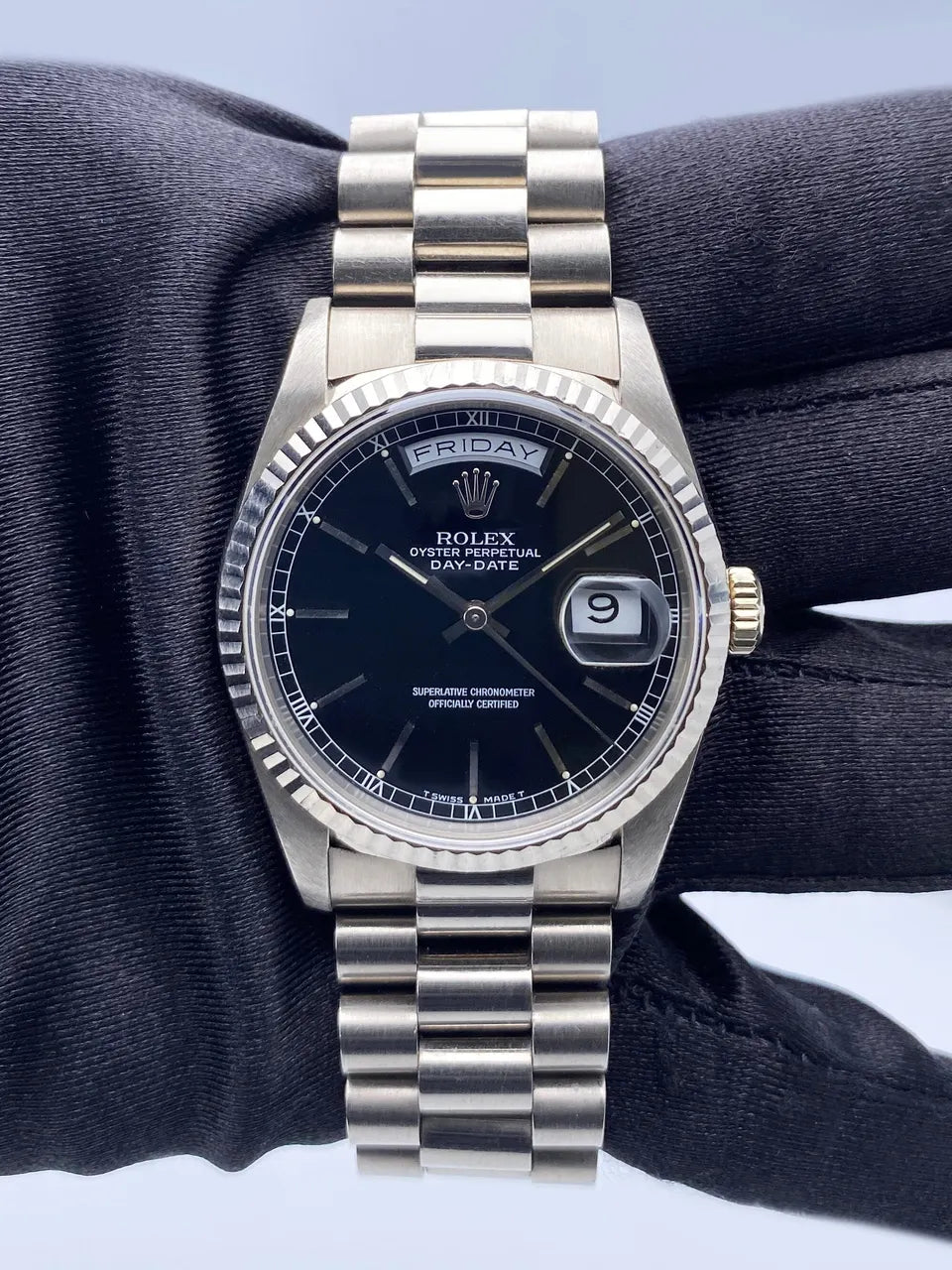 stainless steel Rolex Day-Date Black Dial - Hình 2