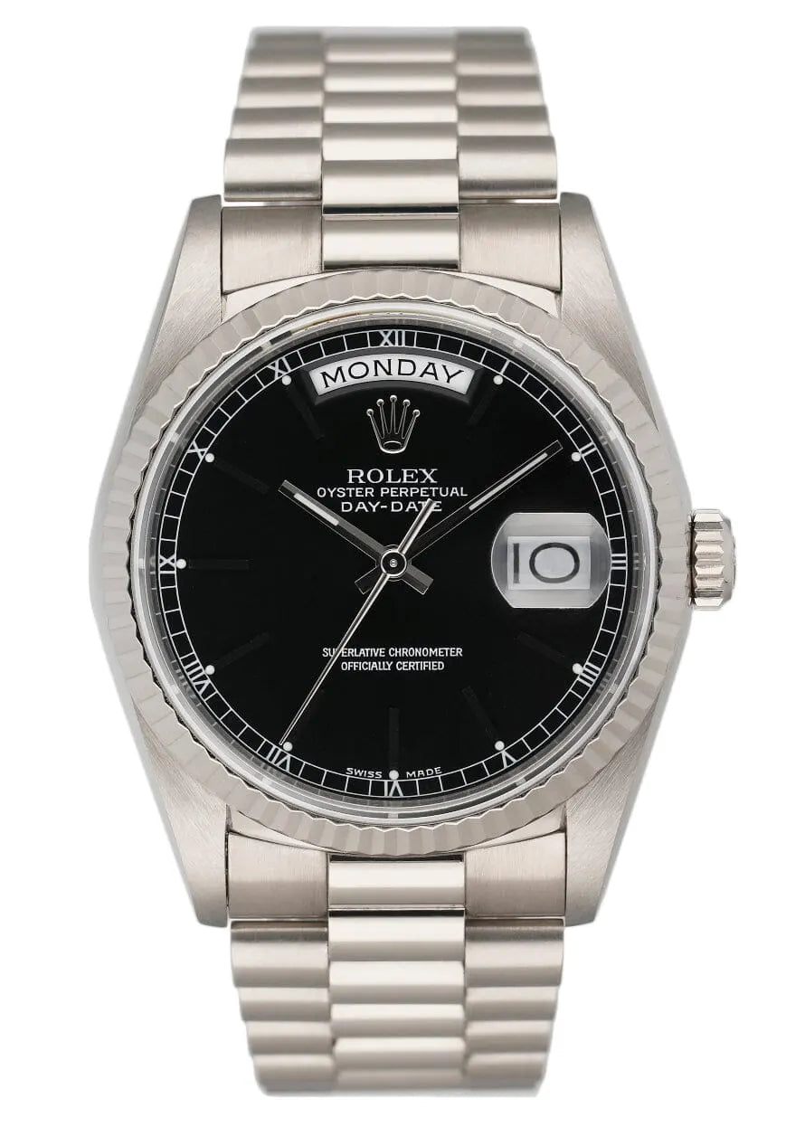 stainless Rolex Day-Date Black Dial