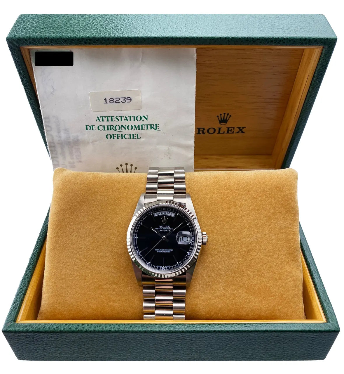 stainless Rolex Day-Date Black Dial - Hình 2