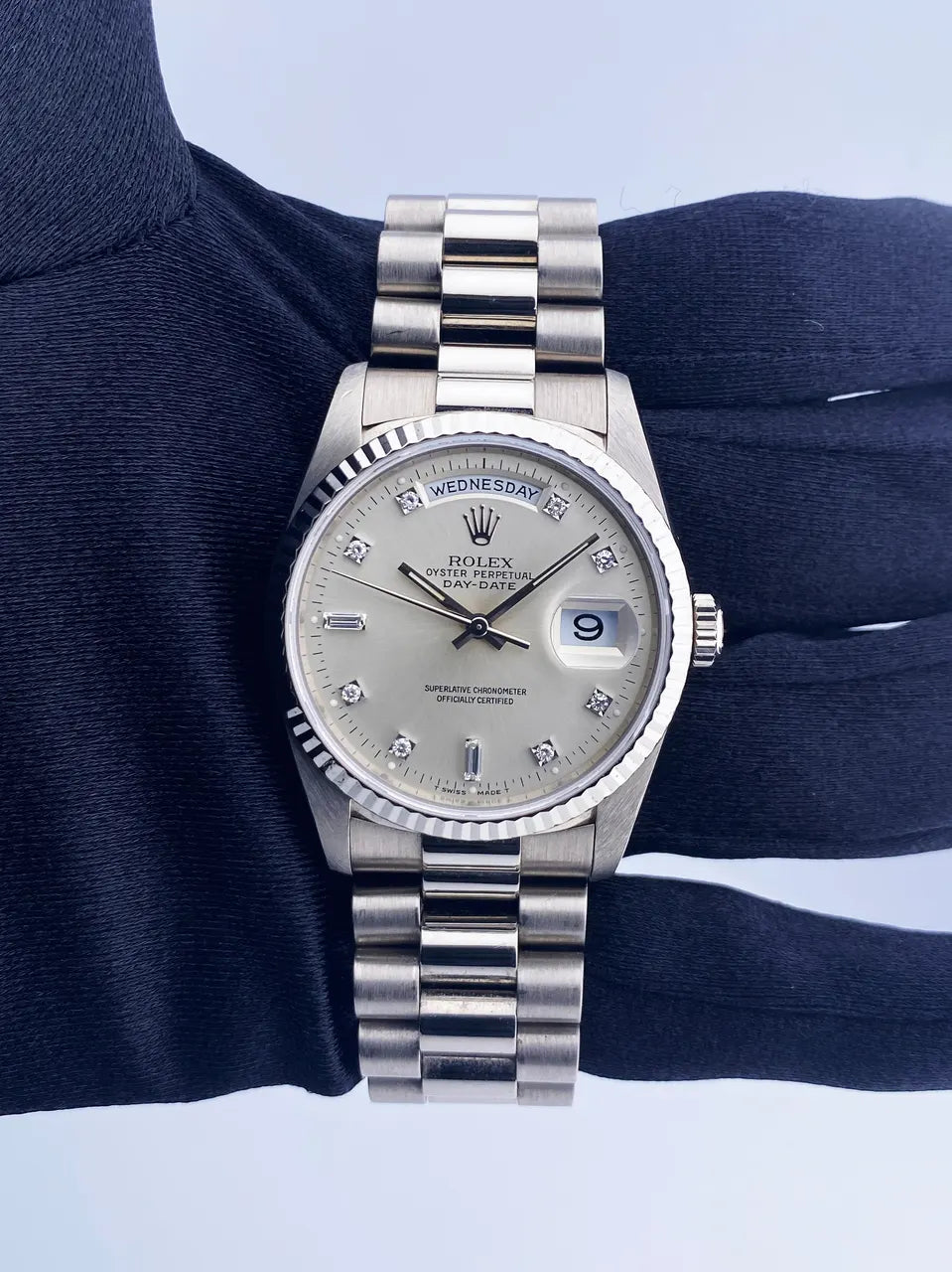 Rolex Day-Date Silver Dial Diamond Markers