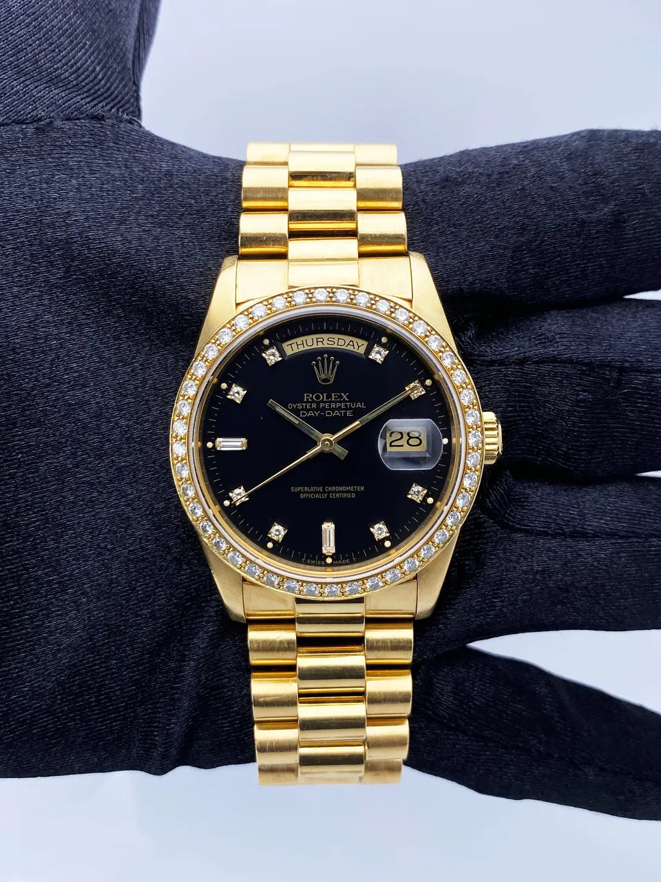 Rolex Gold Diamond Bezel Black - Hình 2