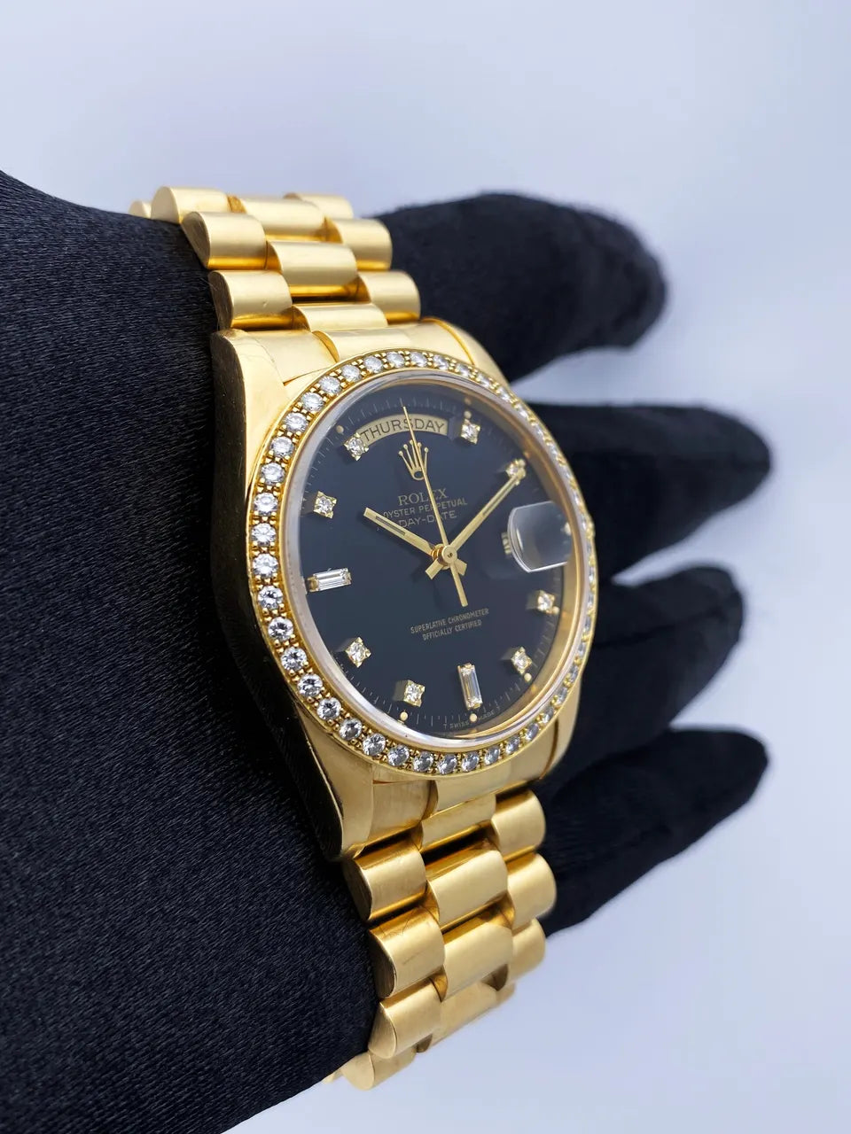 Rolex Gold Diamond Bezel Black - Hình 3