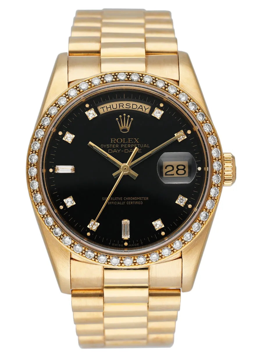 Rolex Gold Diamond Bezel Black