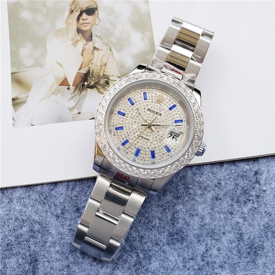 Rolex Silver Diamond Pave - Hình 3