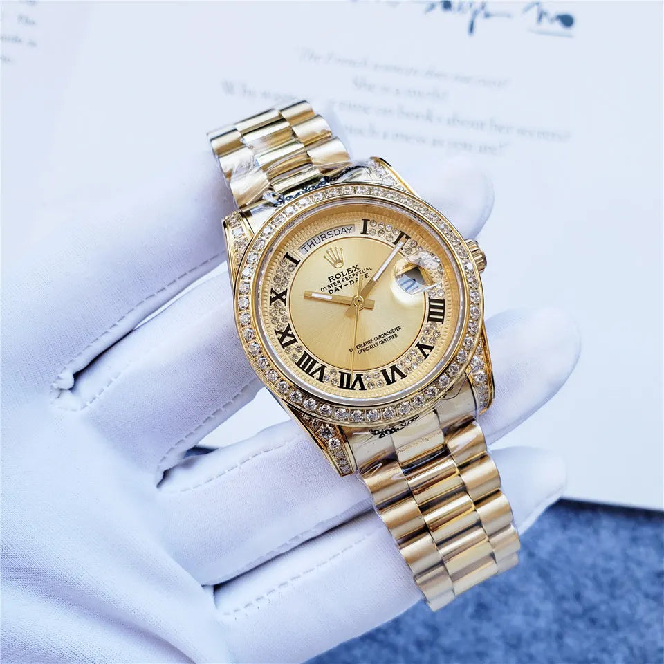 pave Rolex Gold Diamond Day-Date - Hình 9