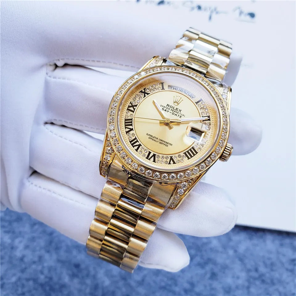 pave Rolex Gold Diamond Day-Date - Hình 7