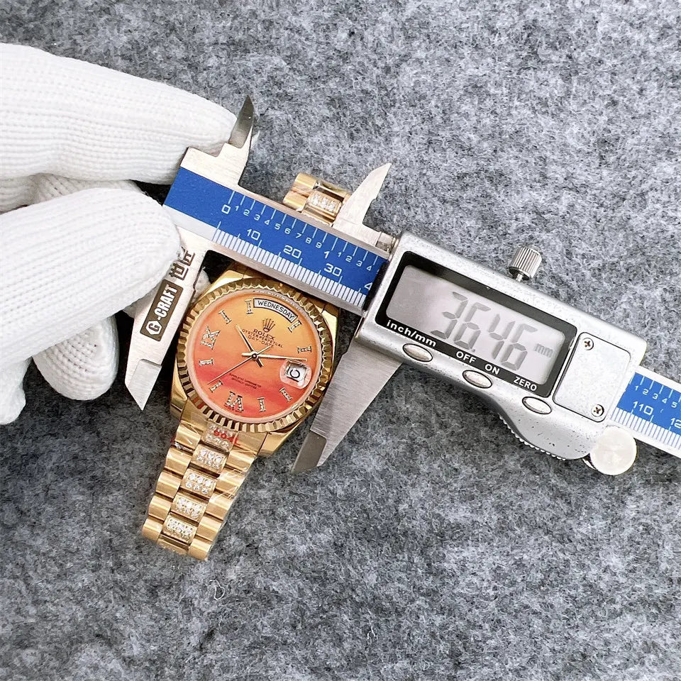 Rolex Gold Orange Dial Diamond - Hình 6