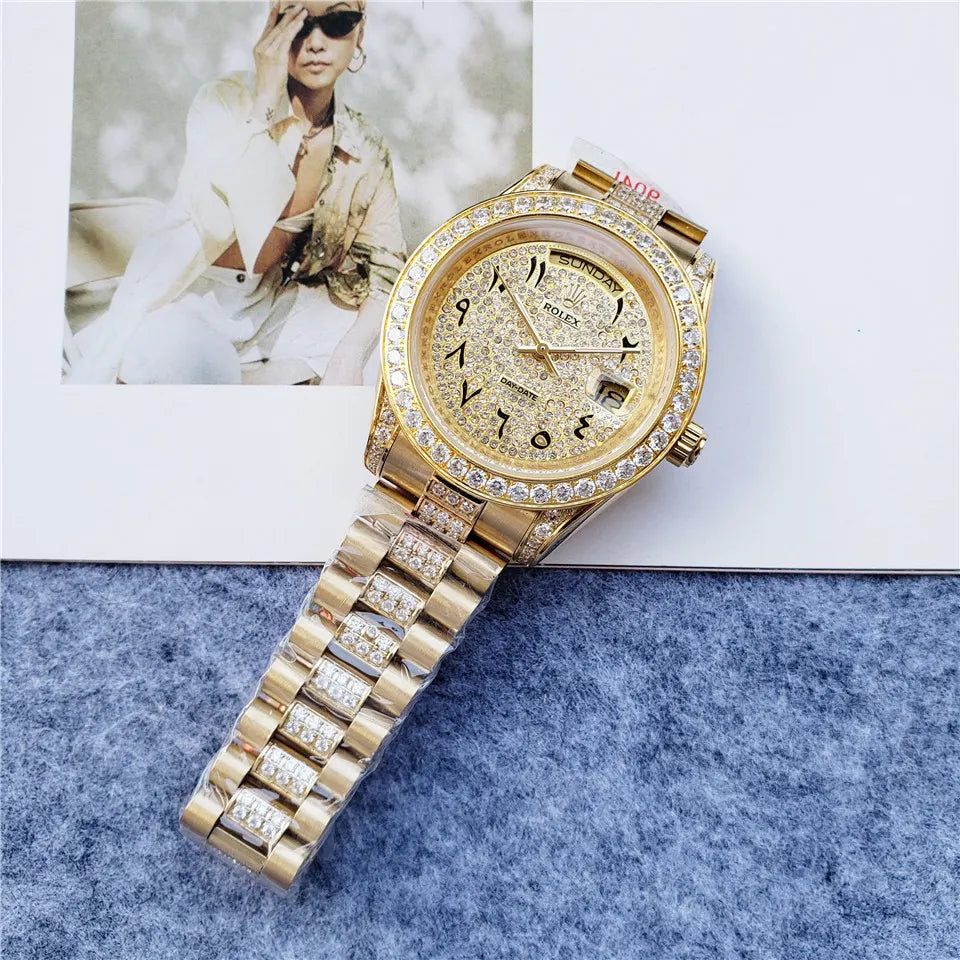 Rolex Gold Diamond Day-Date Arabic Dial - Hình 3