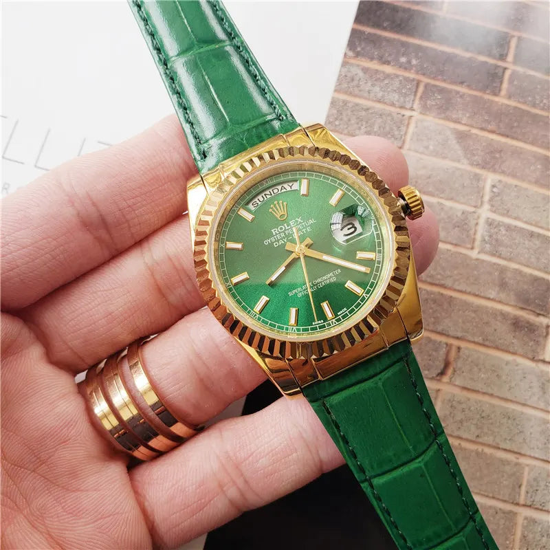 alligator Rolex Day-Date Gold Green - Hình 8