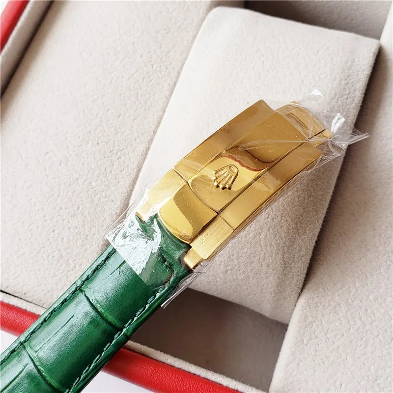 alligator Rolex Day-Date Gold Green - Hình 4