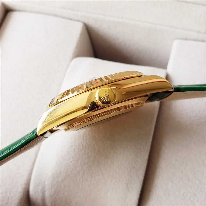 alligator Rolex Day-Date Gold Green - Hình 6