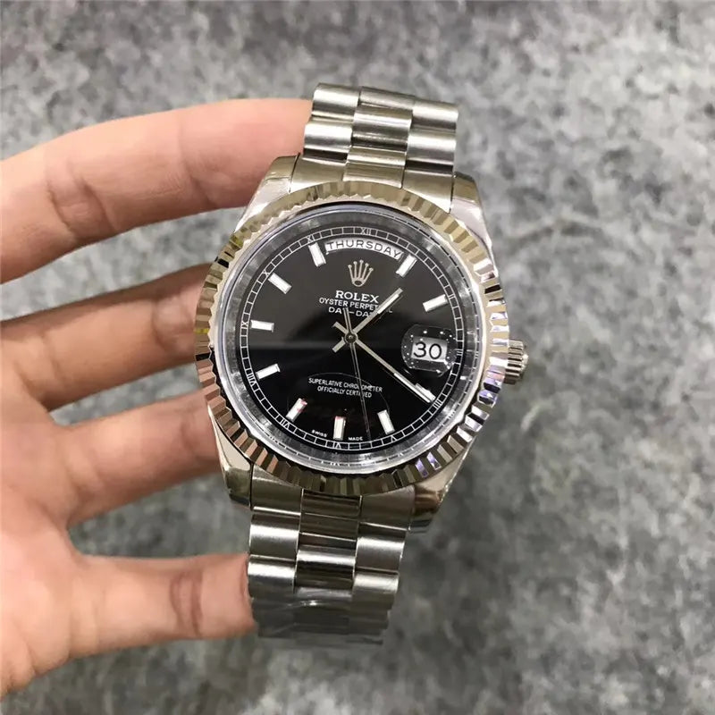 Rolex Day-Date Black Dial stainless - Hình 5