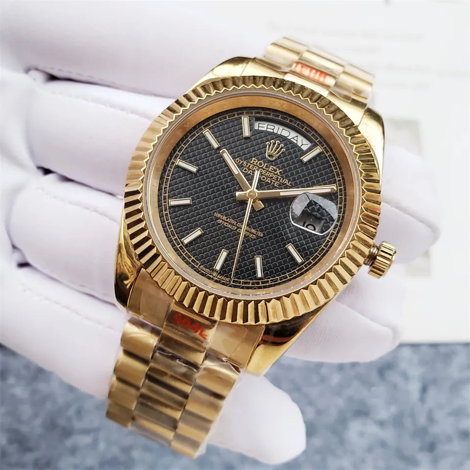 bracelet Rolex Day-Date Gold Black - Hình 6