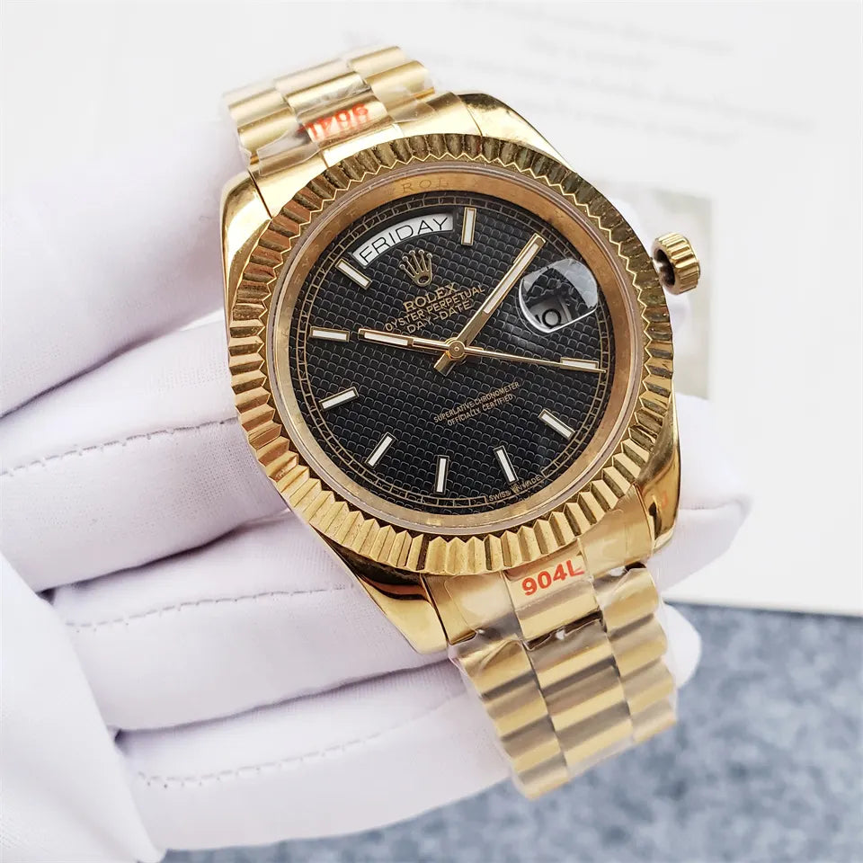 bracelet Rolex Day-Date Gold Black - Hình 8
