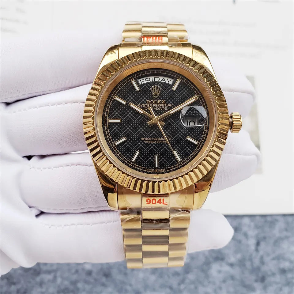bracelet Rolex Day-Date Gold Black - Hình 7
