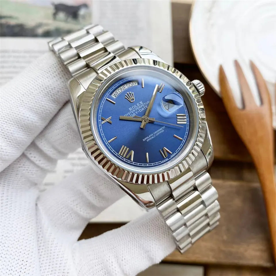 stainless Rolex Day-Date Blue Dial - Hình 2
