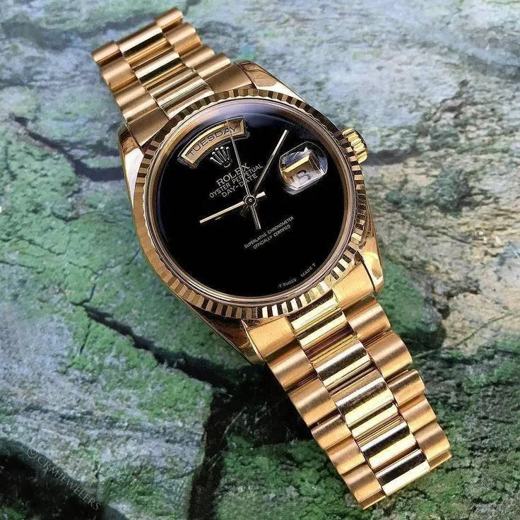 dial Rolex Day-Date Gold Black - Hình 6