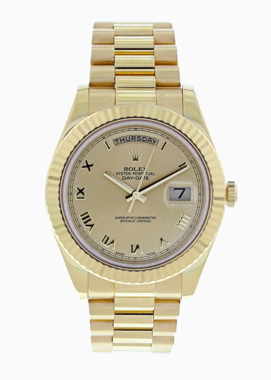 fluted Rolex Day-Date Gold Champagne Dial - Hình 2