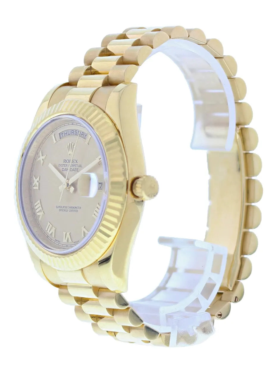 fluted Rolex Day-Date Gold Champagne Dial - Hình 3