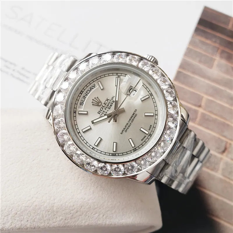 bezel Rolex Silver Diamond Day-Date - Hình 3