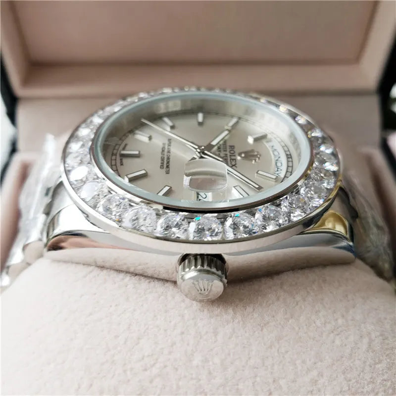 bezel Rolex Silver Diamond Day-Date - Hình 2