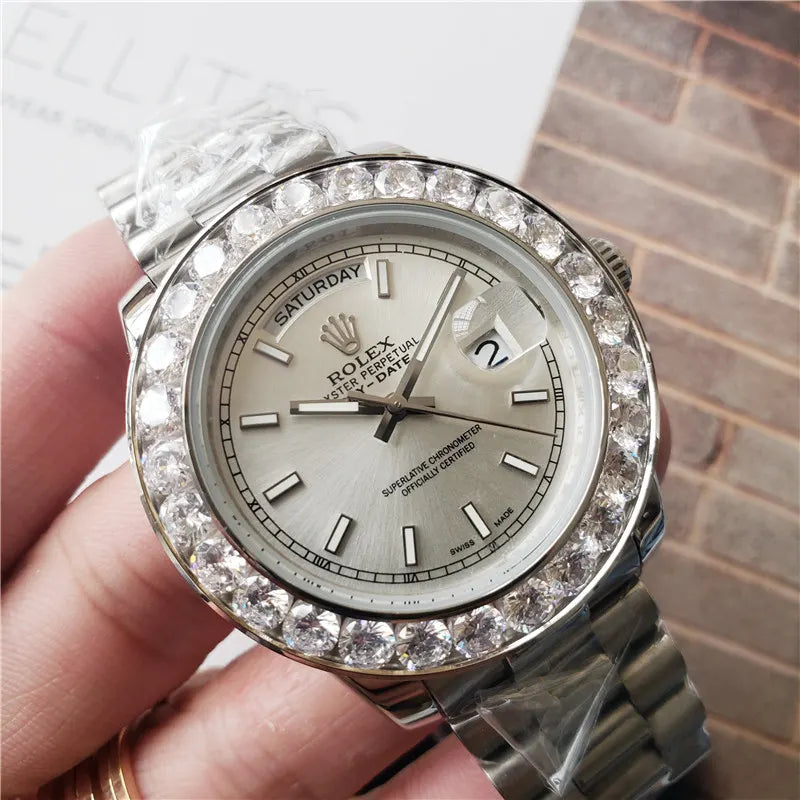 bezel Rolex Silver Diamond Day-Date - Hình 5