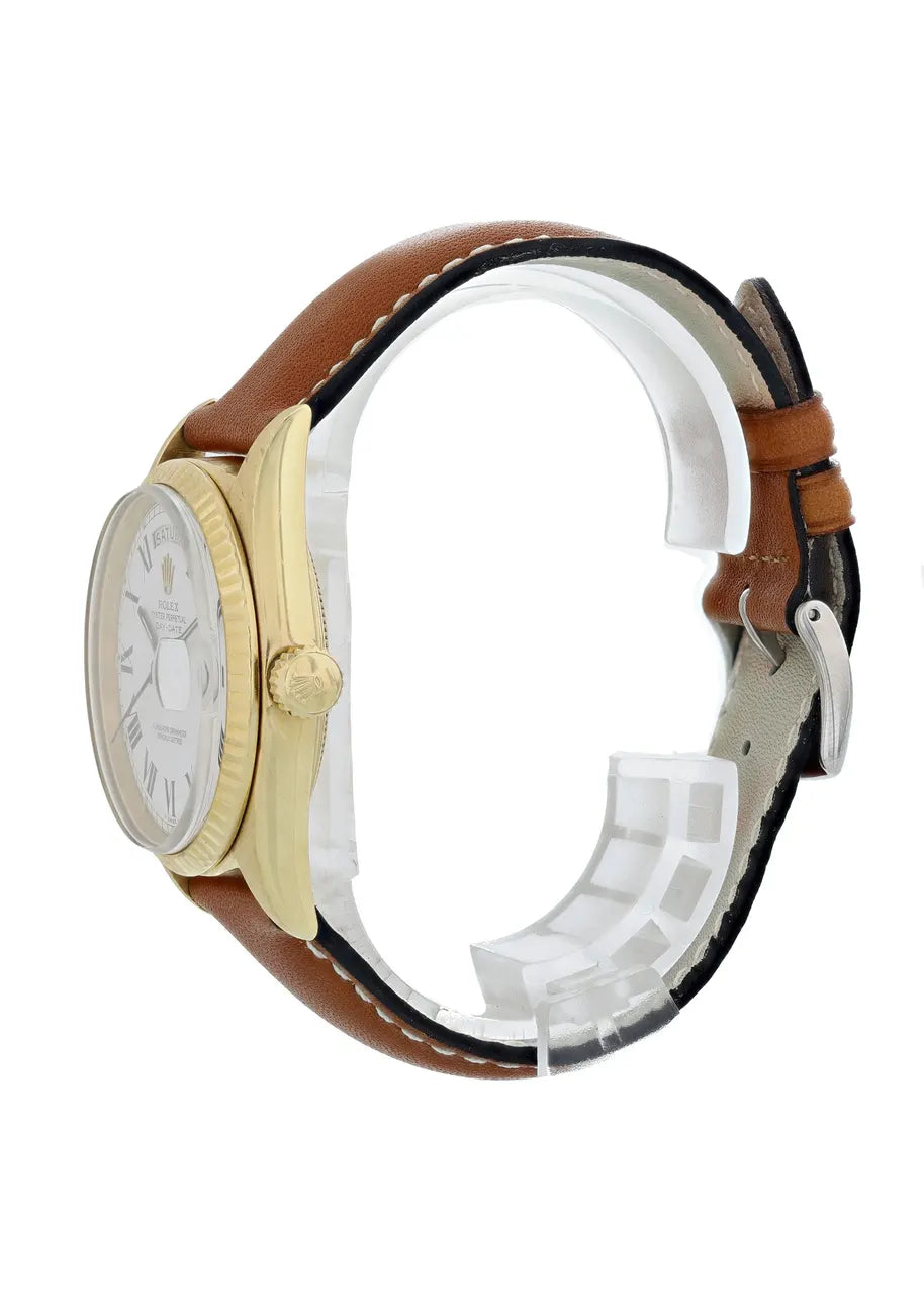 white Rolex Gold Leather Day-Date