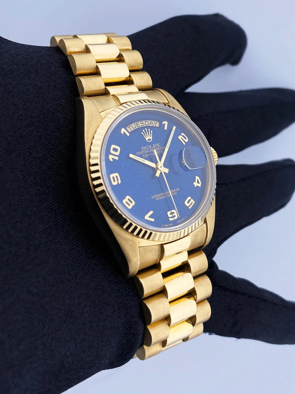 Rolex Day-Date Blue Dial Gold - Hình 3