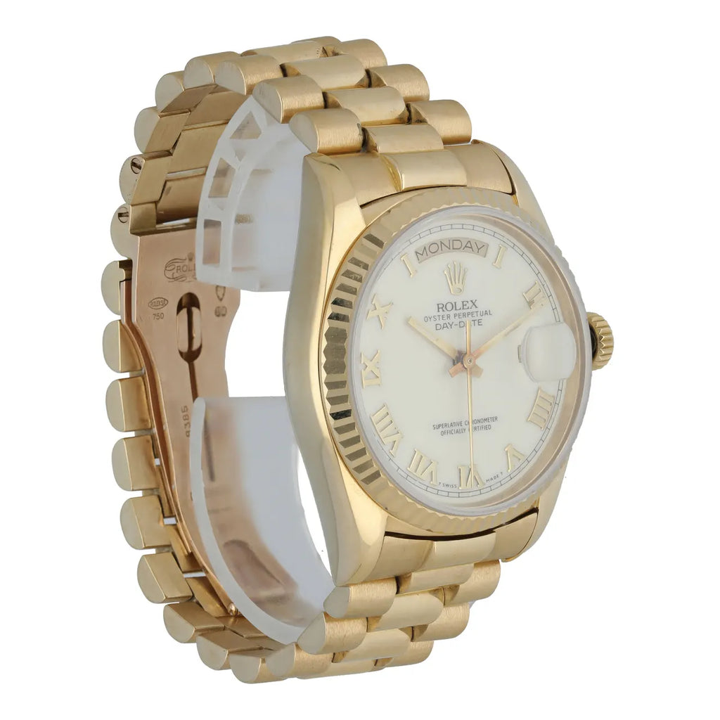 Rolex Day-Date Gold Ivory Roman - Hình 4