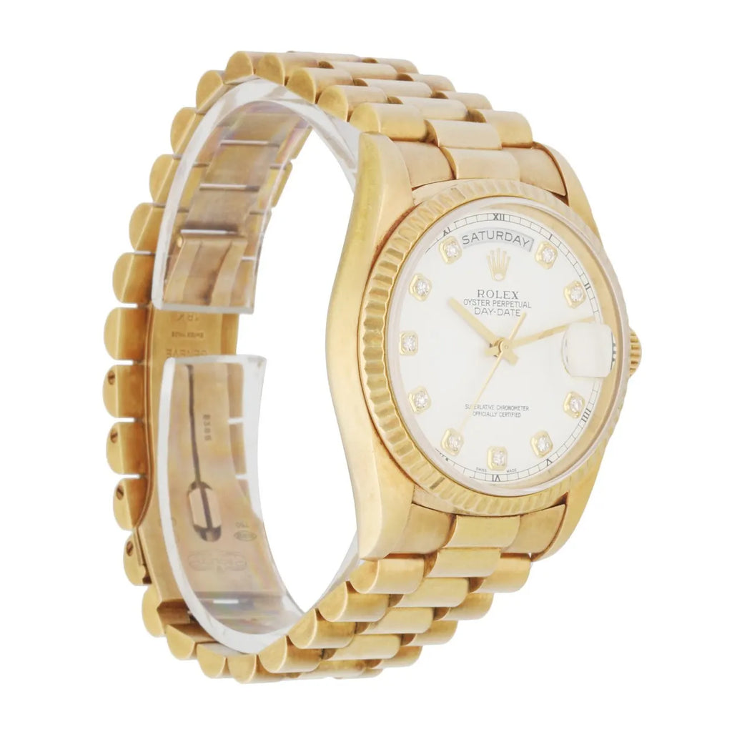 white Rolex Day-Date Gold Diamond - Hình 2
