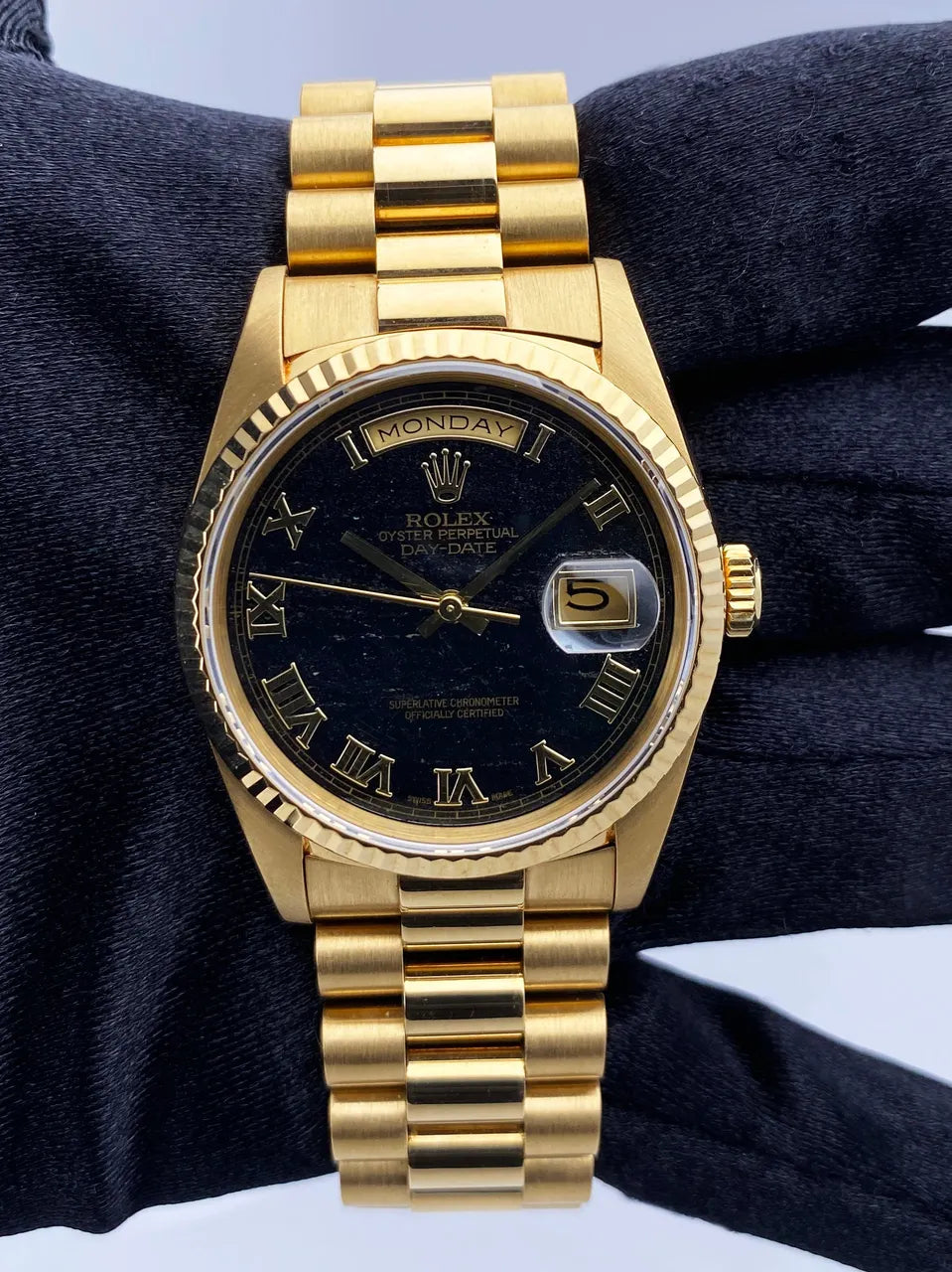 president Rolex Day-Date Gold Black Dial