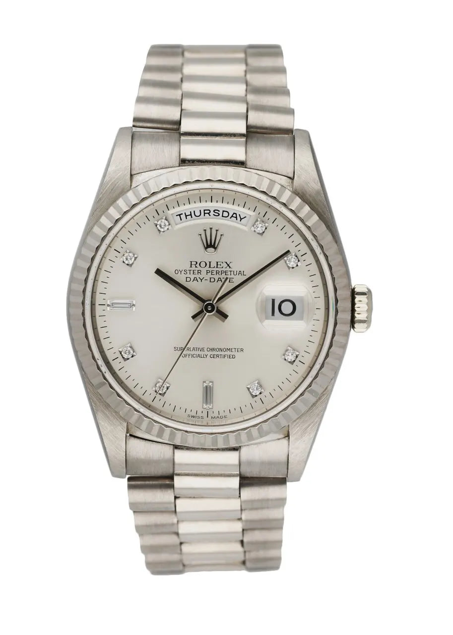 dial Rolex Day-Date Silver Diamond