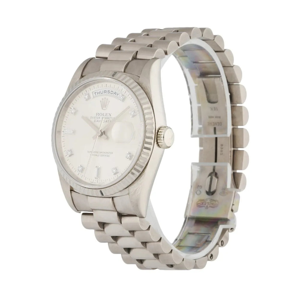 dial Rolex Day-Date Silver Diamond - Hình 2