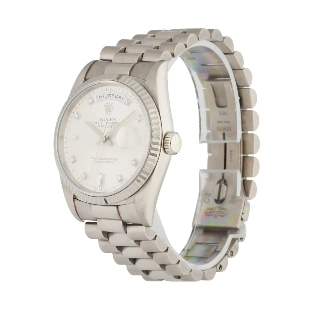 dial Rolex Day-Date Silver Diamond - Hình 2