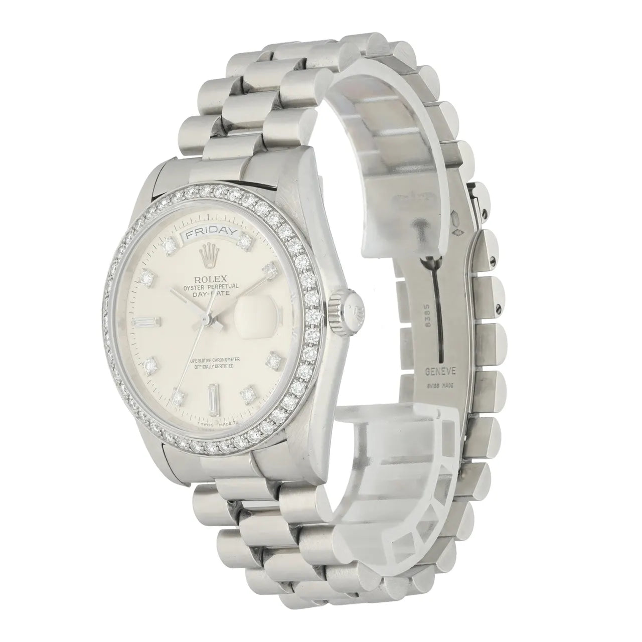 day Rolex Diamond Bezel Silver - Hình 2
